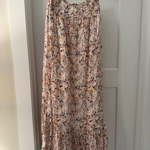 Free People Pink Cream Tiered A-Line Maxi Dress